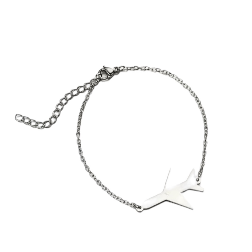 Stainless Steel Silver Airplane Bracelet